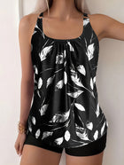 LILY | BLACK & WHITE LEAF PRINT TANKINI SET