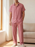 Black men's co-ord set with stand-up collar – modern Japanese style with a luxurious look