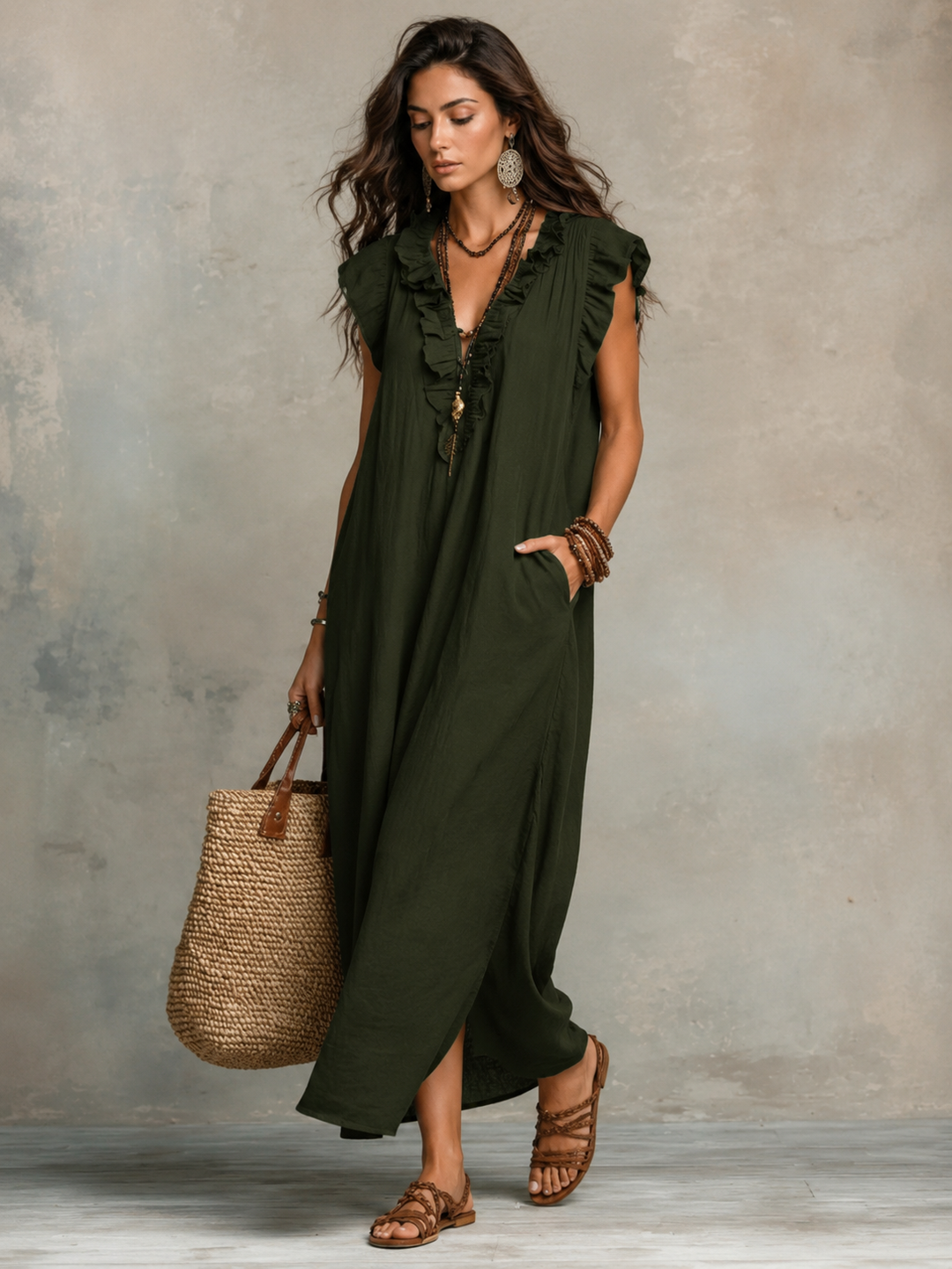 Camélia - Bohemian Belly-Hiding Maxi Dress