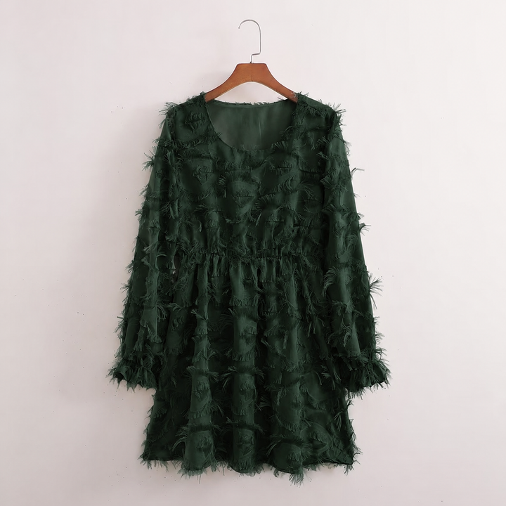 Floor | Delicate Satin Dress with Short Sleeves