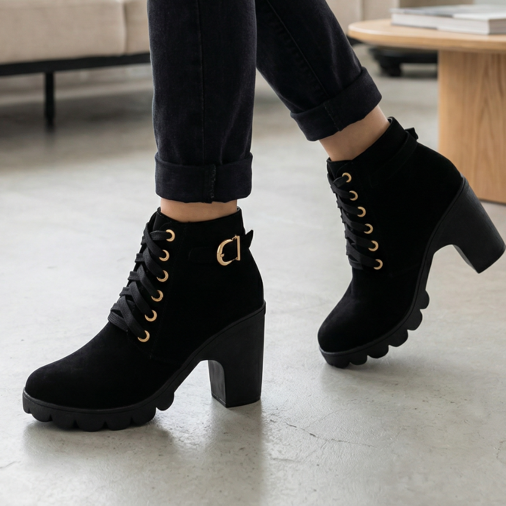 Adeline | Chic Fur Lined Chunky Heel Ankle Boots