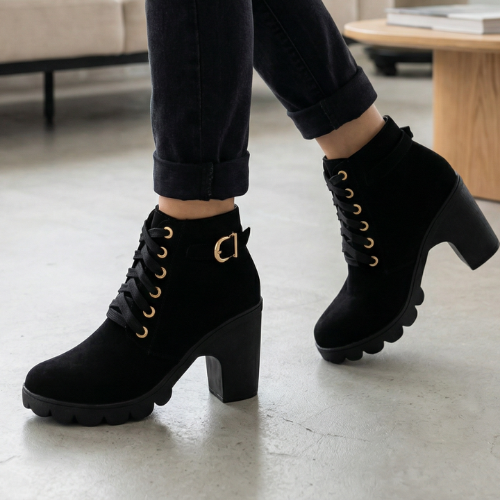 Adeline | Chic Fur Lined Chunky Heel Ankle Boots