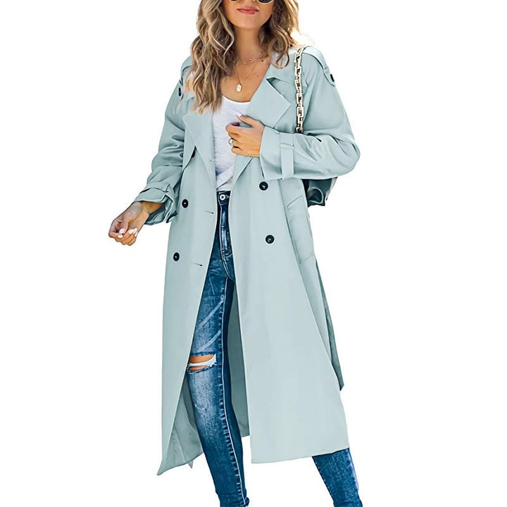 Zara - Longline Trench Coat with Notch Lapel and Cuff Button Detail