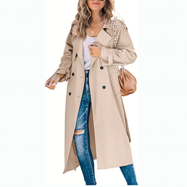 Zara - Longline Trench Coat with Notch Lapel and Cuff Button Detail