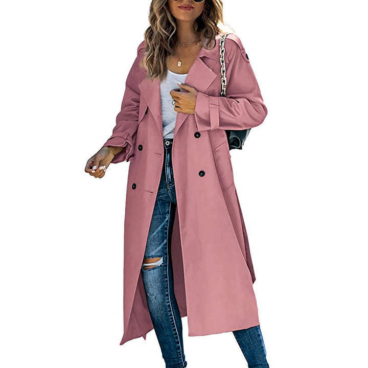 Zara - Longline Trench Coat with Notch Lapel and Cuff Button Detail