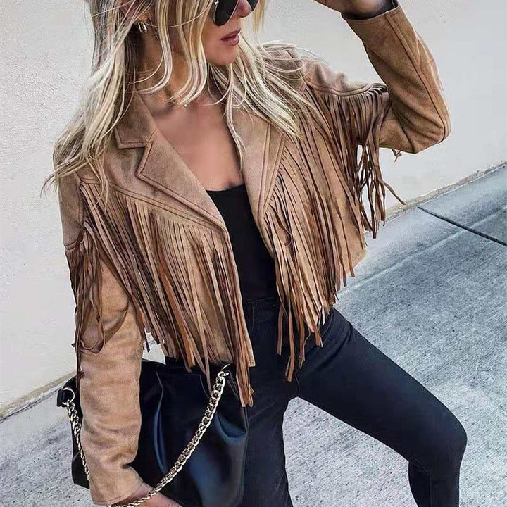 Drusilla | Cropped Suede Fringe Jacket for Women
