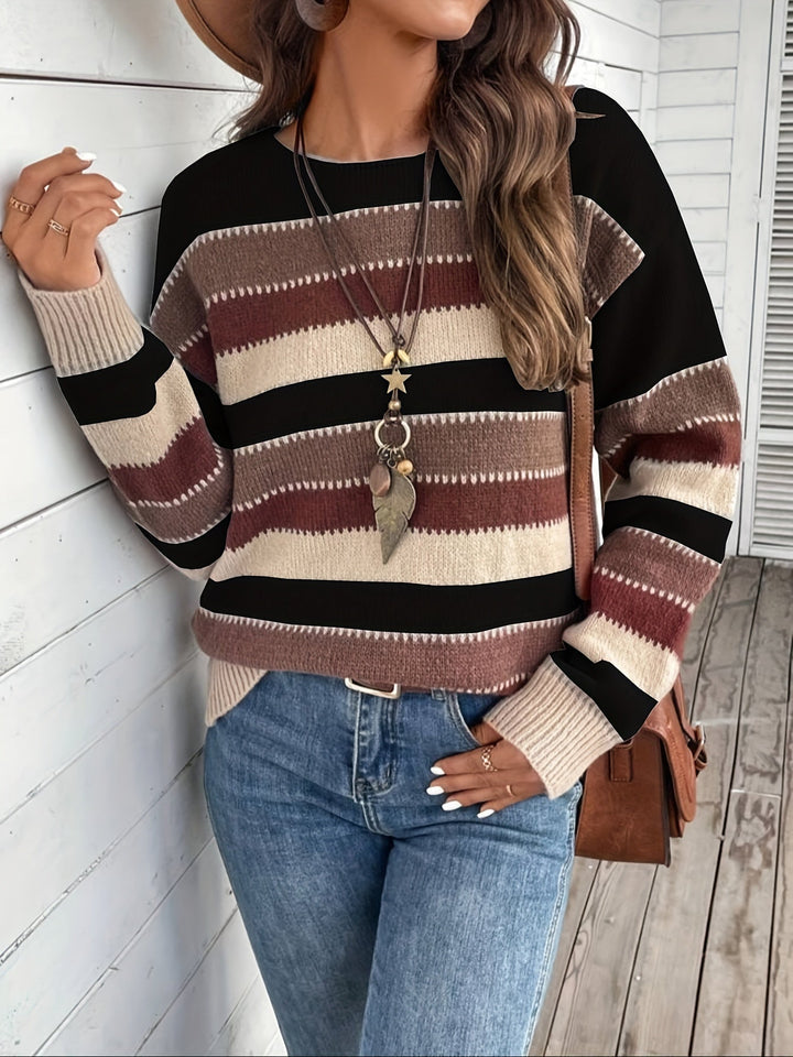 Delphine | Striped Sweater for Women with Round Neck