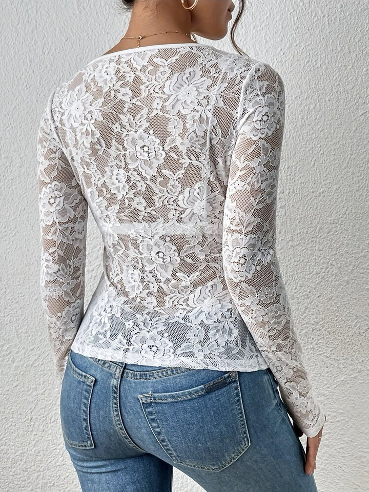 Annelot | Lace Bodysuit with Deep Neckline