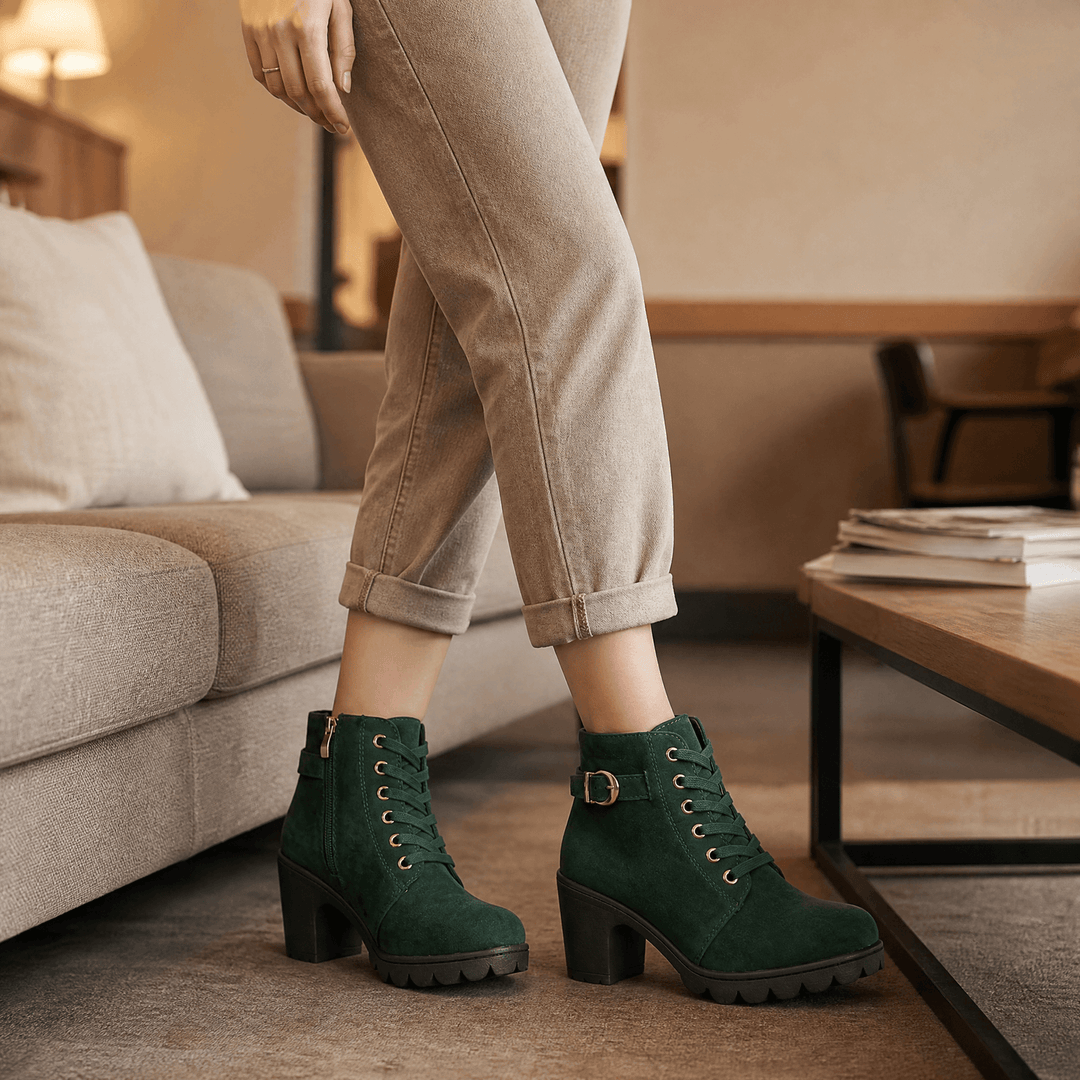 Adeline | Chic Fur Lined Chunky Heel Ankle Boots