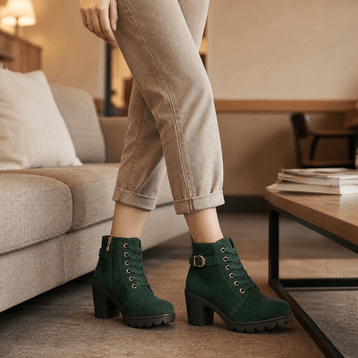 Adeline | Chic Fur Lined Chunky Heel Ankle Boots