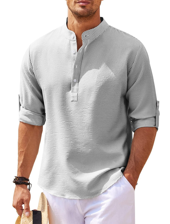 Long Sleeves with Stand-Up Collar and Solid Color