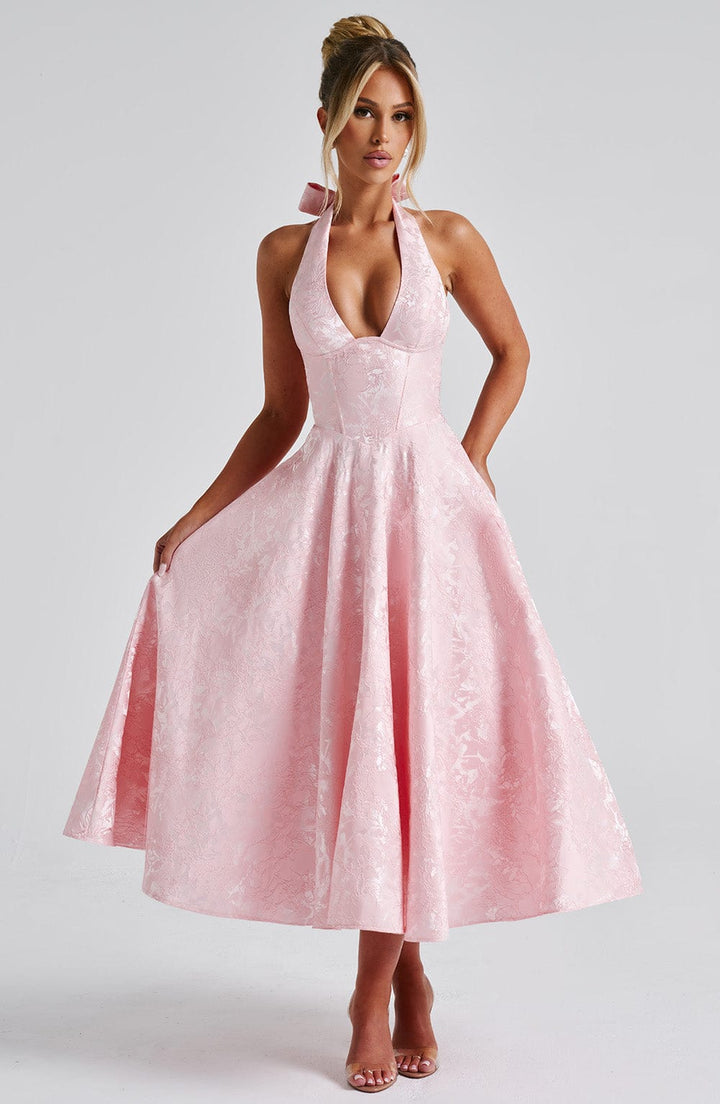 Women’s Wedding Guest Halter Midi Dress
