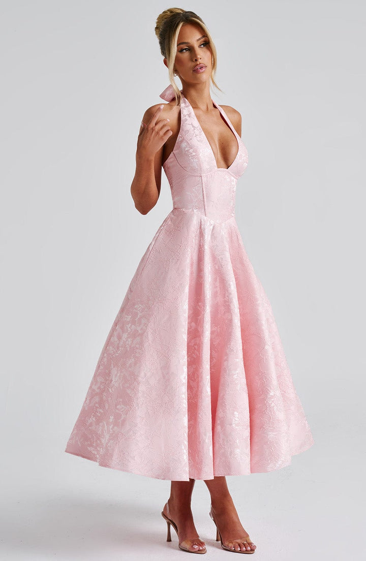 Women’s Wedding Guest Halter Midi Dress