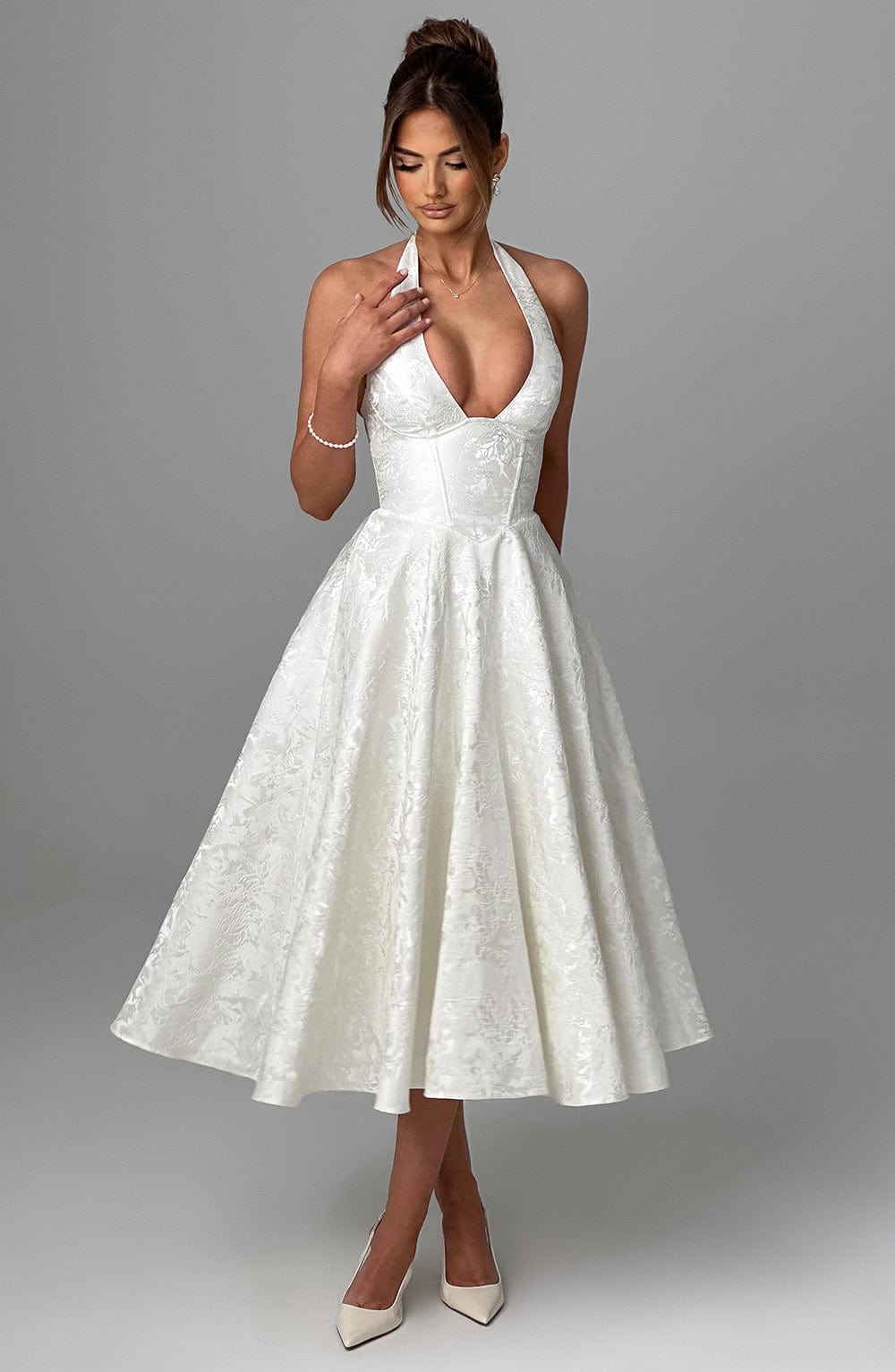 Women’s Wedding Guest Halter Midi Dress