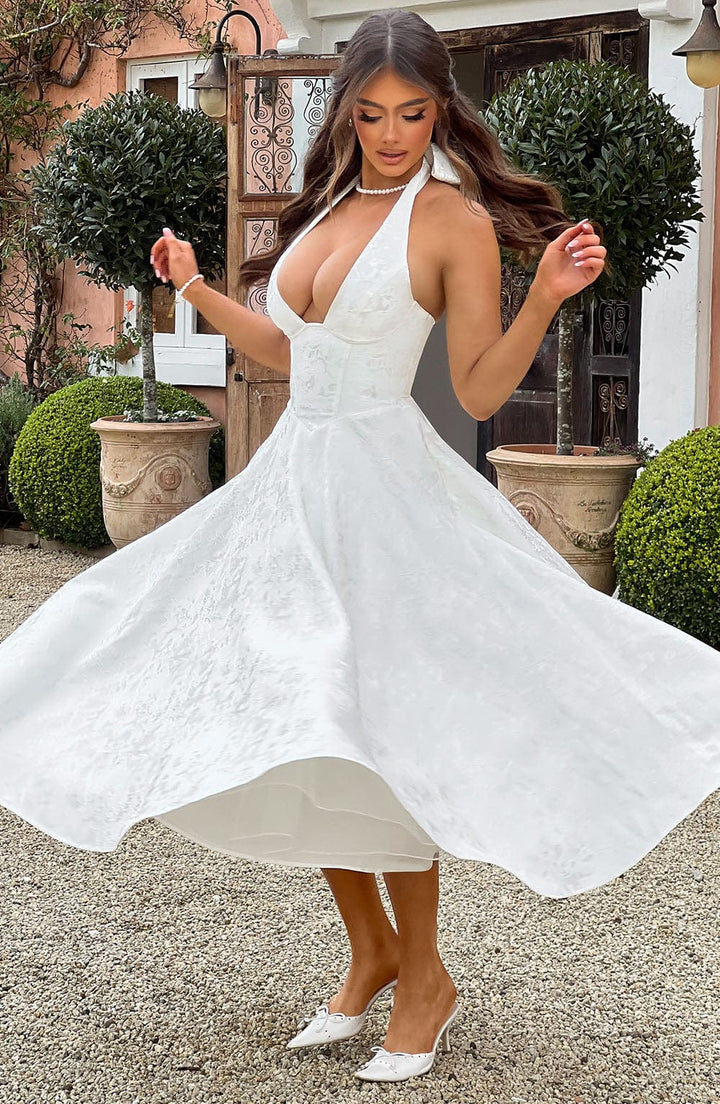 Women’s Wedding Guest Halter Midi Dress