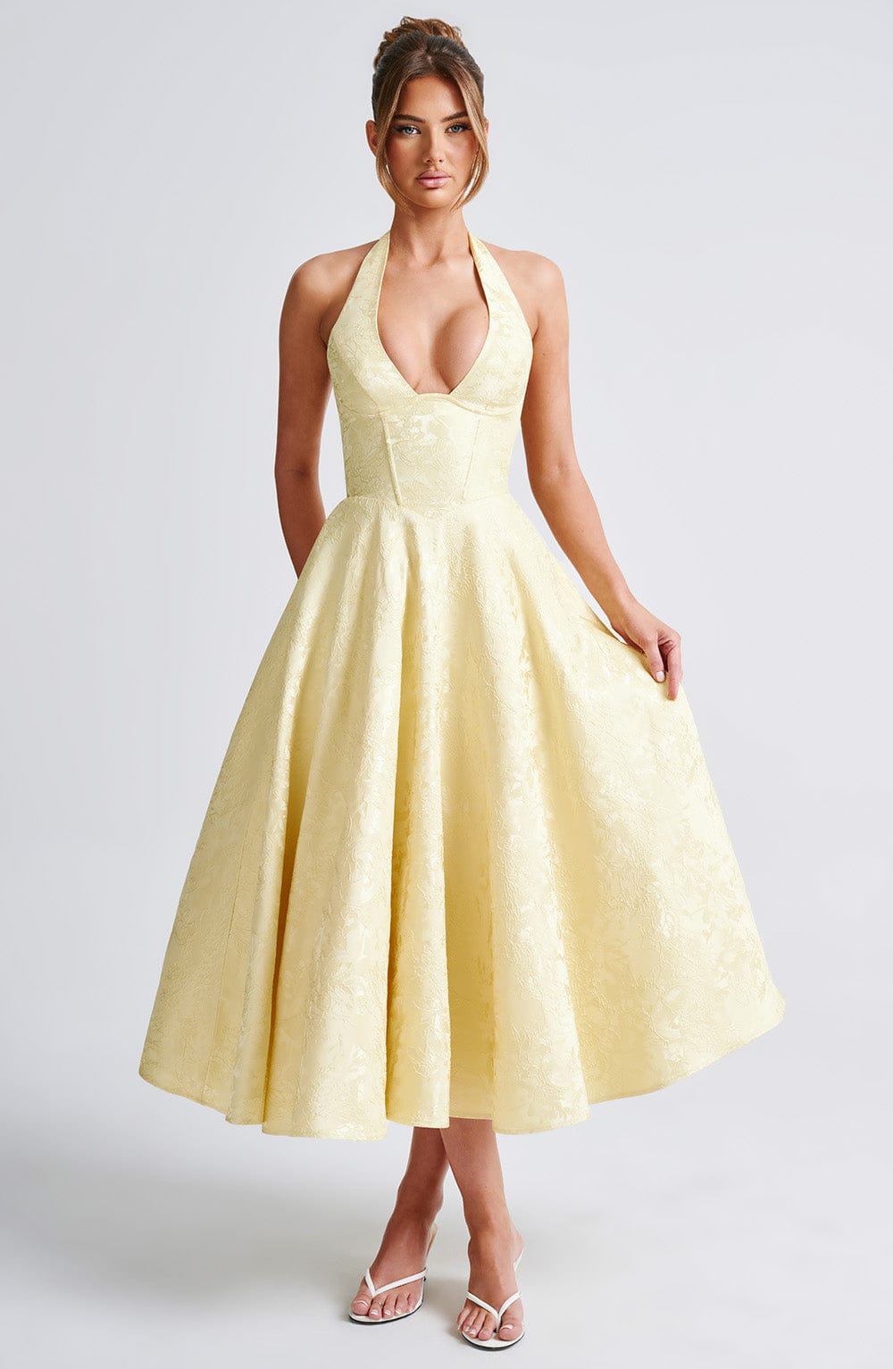 Women’s Wedding Guest Halter Midi Dress