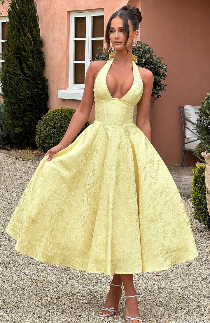 Women’s Wedding Guest Halter Midi Dress