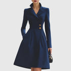Women's double-breasted stand collar wool coat with buttons