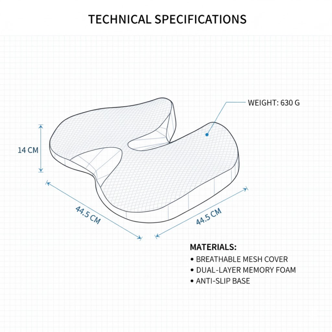 ErgoSit | Pain-relieving seat cushion for prolonged sitting