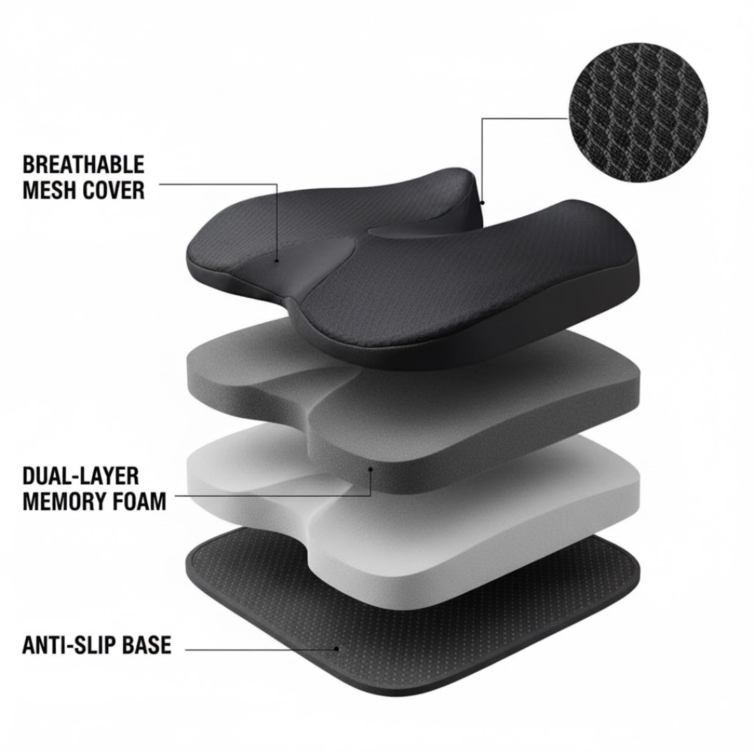 ErgoSit | Pain-relieving seat cushion for prolonged sitting