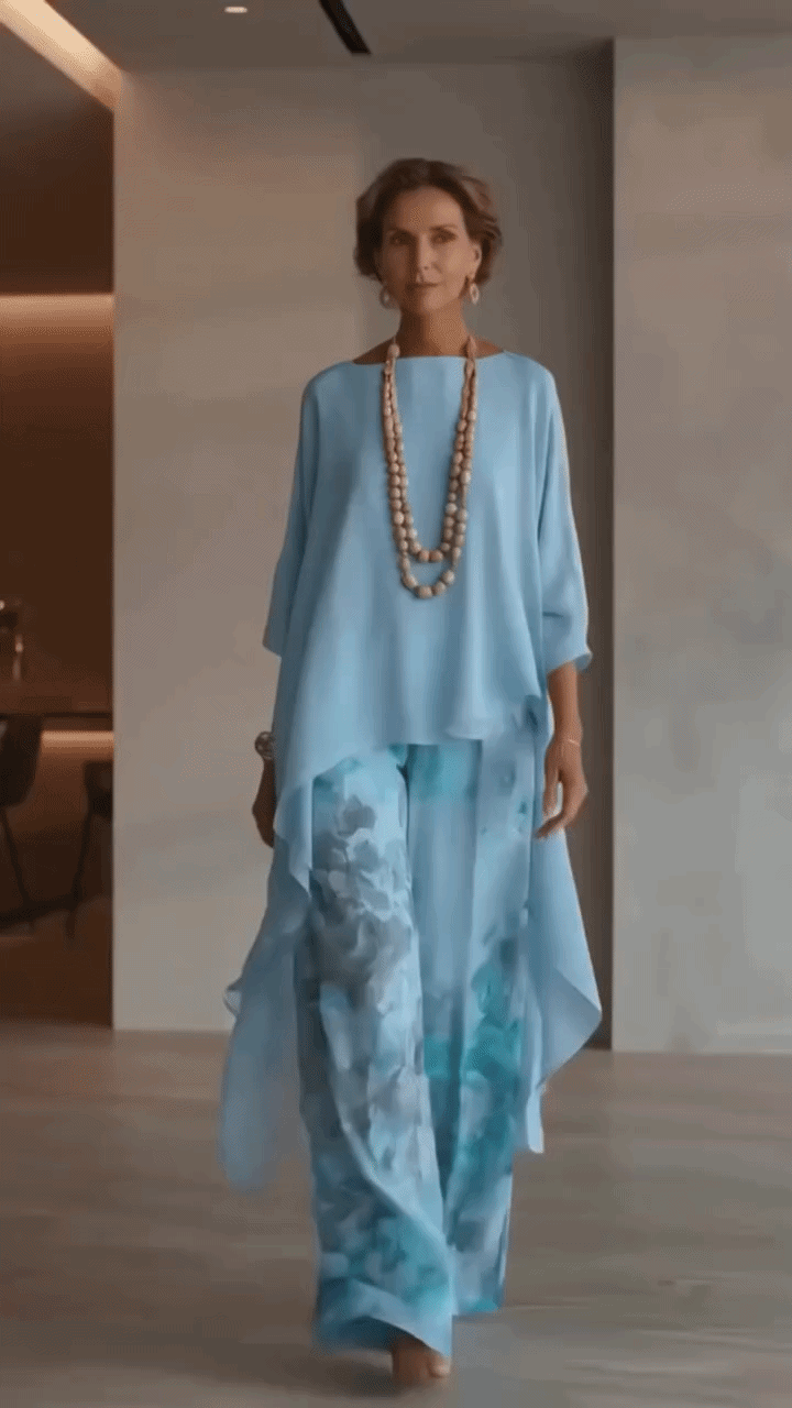 Milena - Stylish Flower Set with Wide Pants