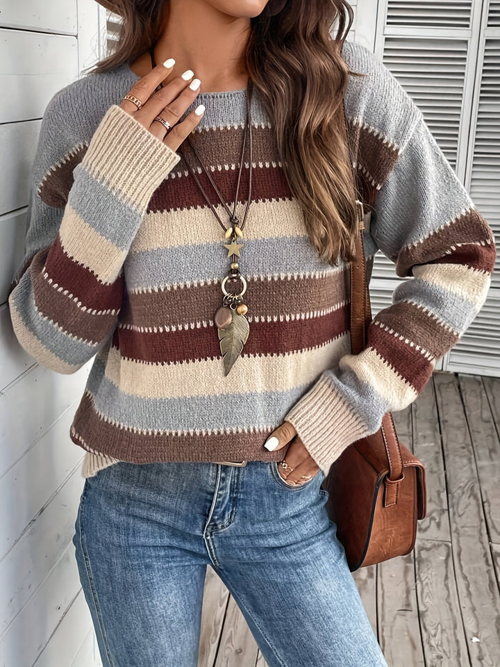 Delphine | Striped Sweater for Women with Round Neck