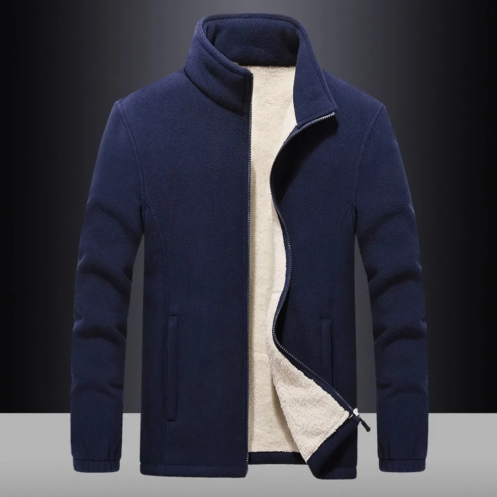 Warm lined fleece jacket with full zipper for men