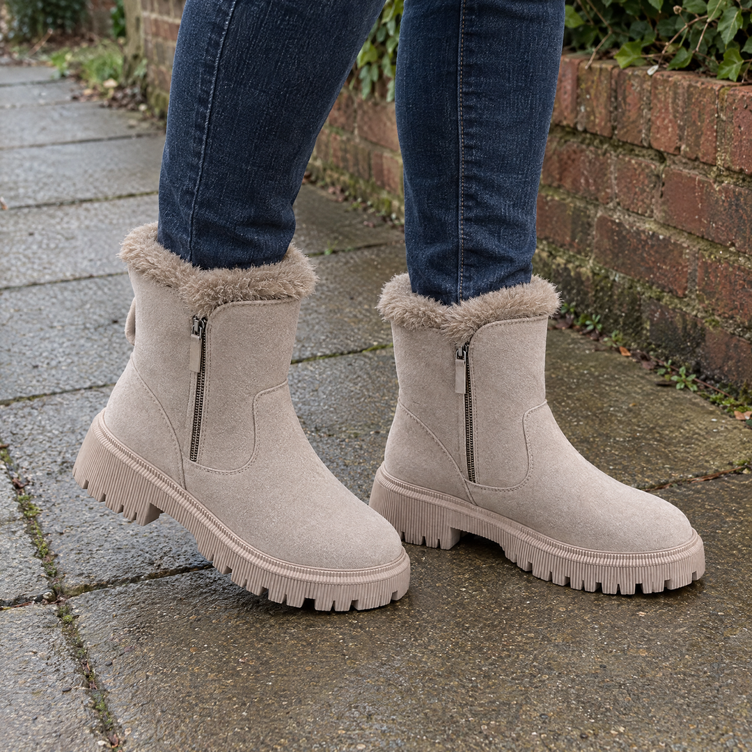 Amelia | Stylish Chunky Sole Fur Lined Ankle Boots