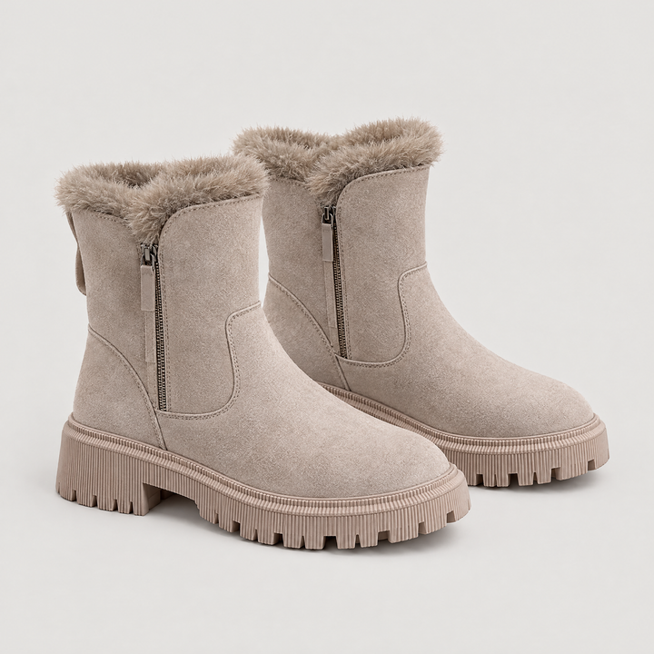 Amelia | Stylish Chunky Sole Fur Lined Ankle Boots