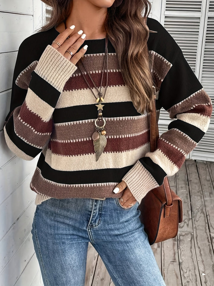 Delphine | Striped Sweater for Women with Round Neck