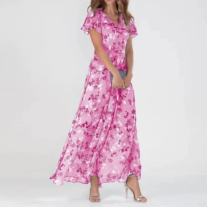 Elegant Floral Chiffon Dress - Camille