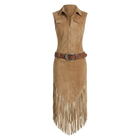 Fiona | Light Brown Suede Fringe Dress with Belt