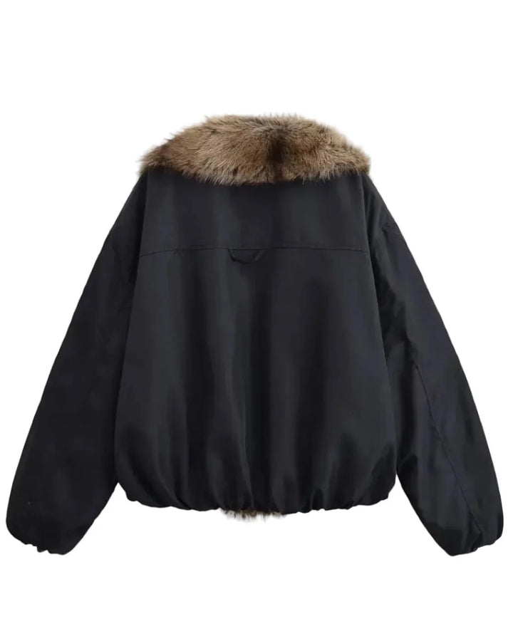 FUR COLLAR BOMBER JACKET