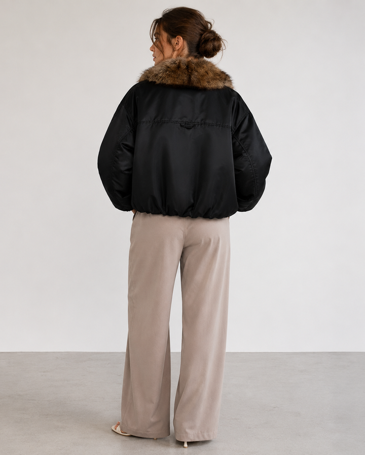 FUR COLLAR BOMBER JACKET