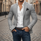 Men's Slim-Fit Structured Woven Blazer – Single Button Front Pockets
