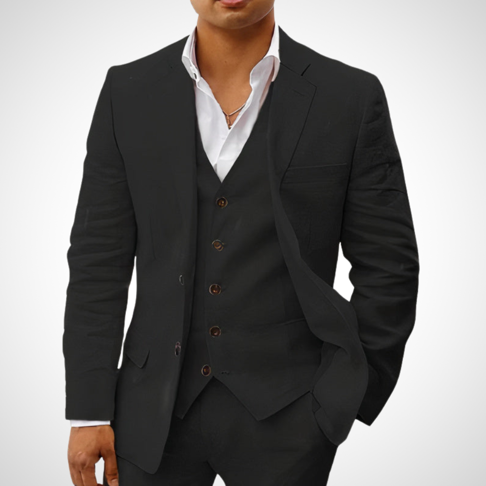 Victor | Men’s Tailored Three-Piece Suit With Single-Button Jacket And Coordinated Vest