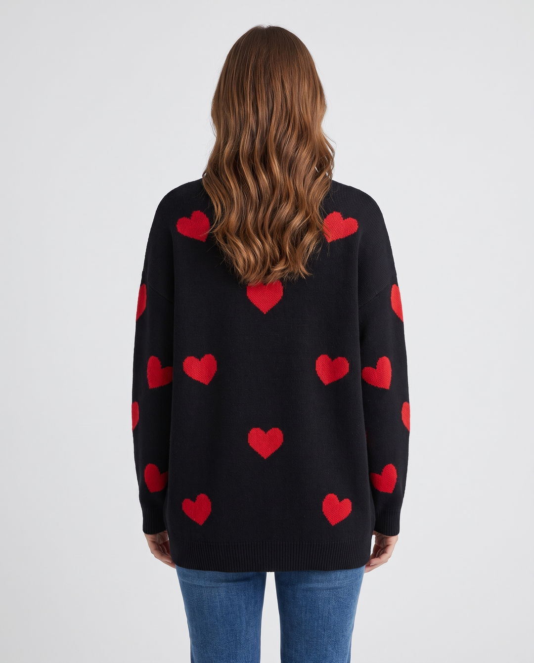 Elysia | Women’s Knit Jumper with Round Neck and Heart Pattern