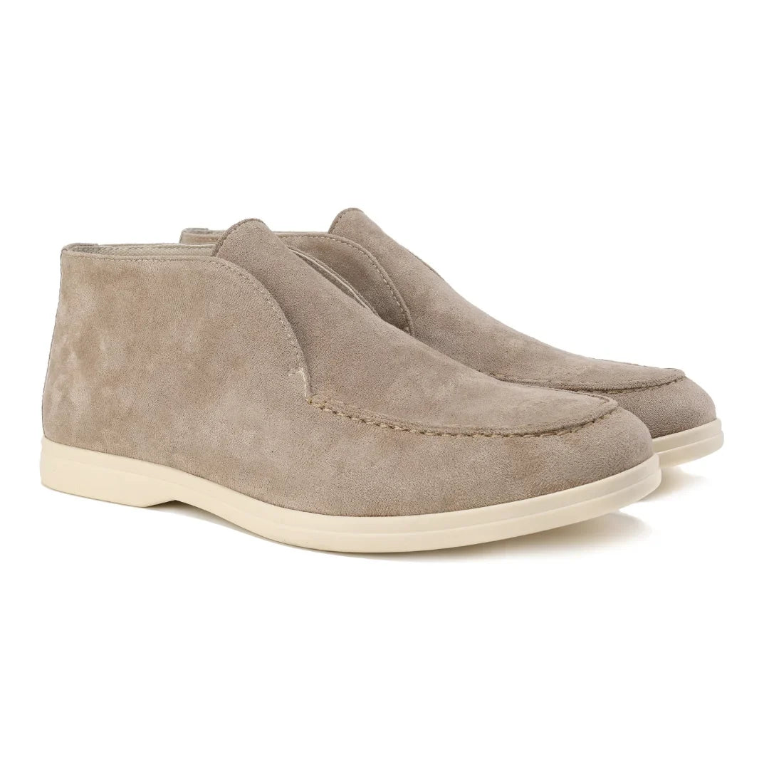 High suede loafers.