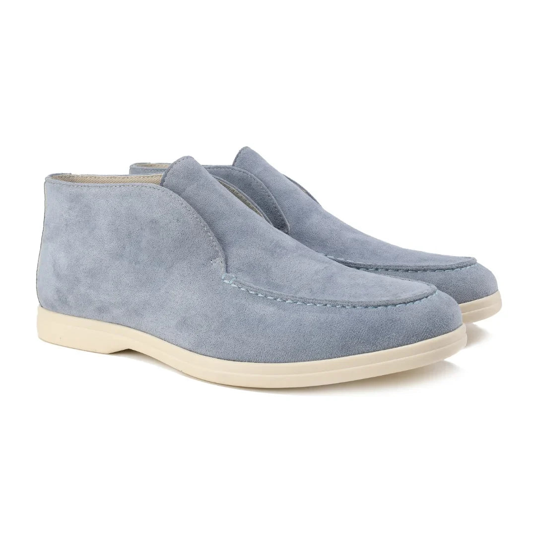 High suede loafers.