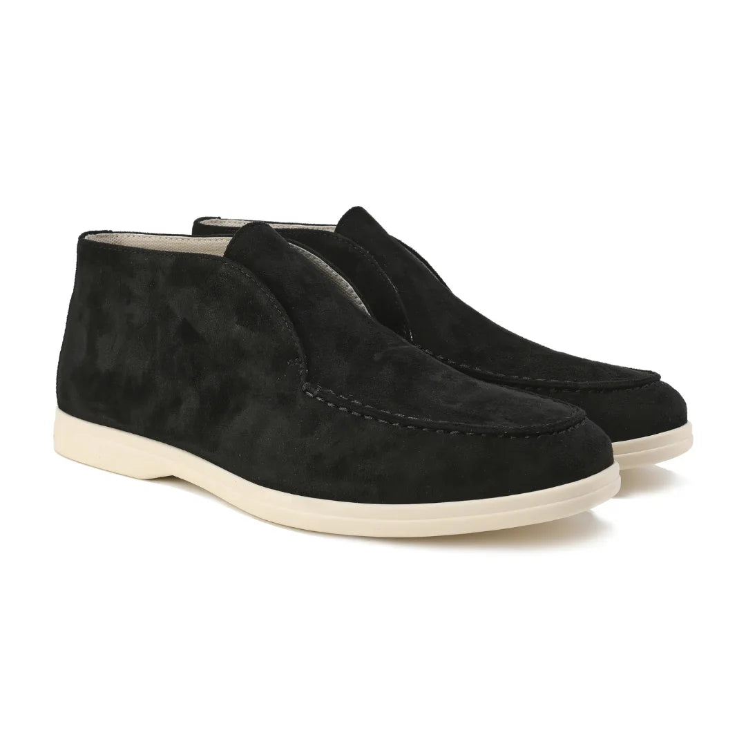 High suede loafers.
