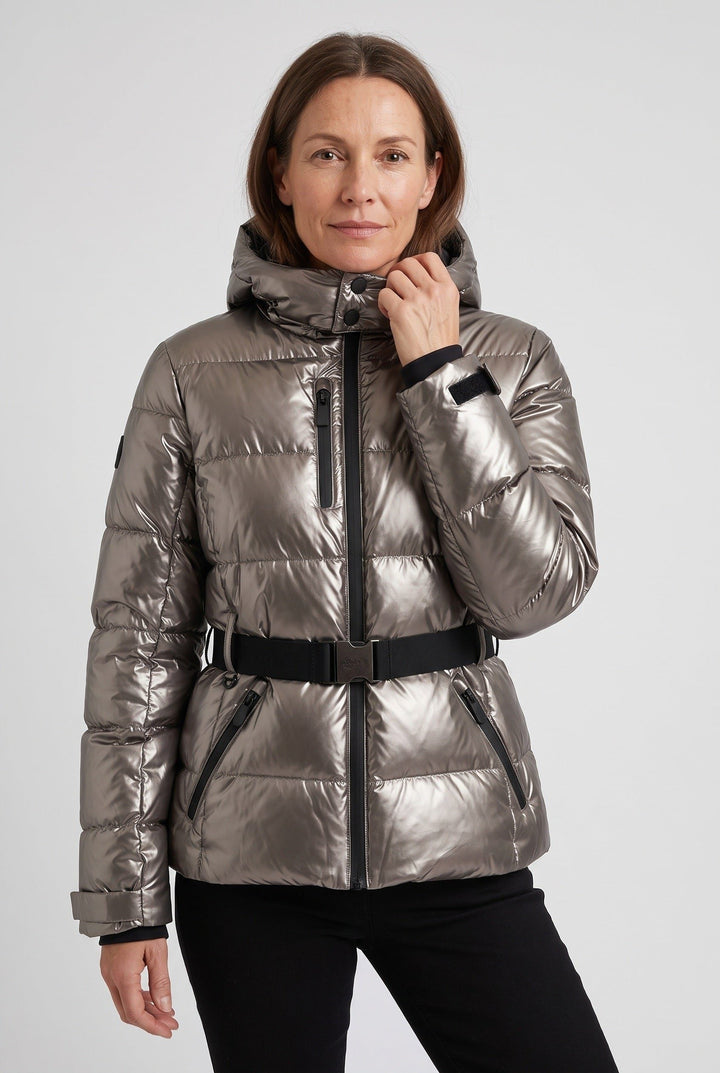 Olalla | Quilted Hooded Puffer Jacket with Belt for Women
