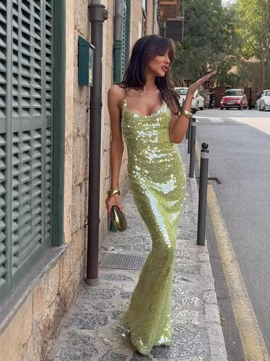 Alessia Lange Maxi Dress with Glitter – Dazzling Evening Dress for Festive Occasions