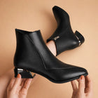 Women's Ankle Boots Vegan Leather Chunky Heel British Style Stitched Boot