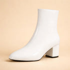 Women's High Heel Chunky Boot – Square Toe Side Zip Design