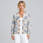 Women's 3D Pattern Knit Cardigan – Relaxed Midi Crew Neck