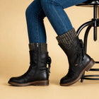 Women's Vegan Leather Martin Boot – Low Heel Square Toe Comfort
