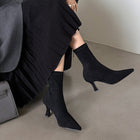 Women's Suede Ankle Boot – Stiletto Heel, Pointed Toe, Sock Fit