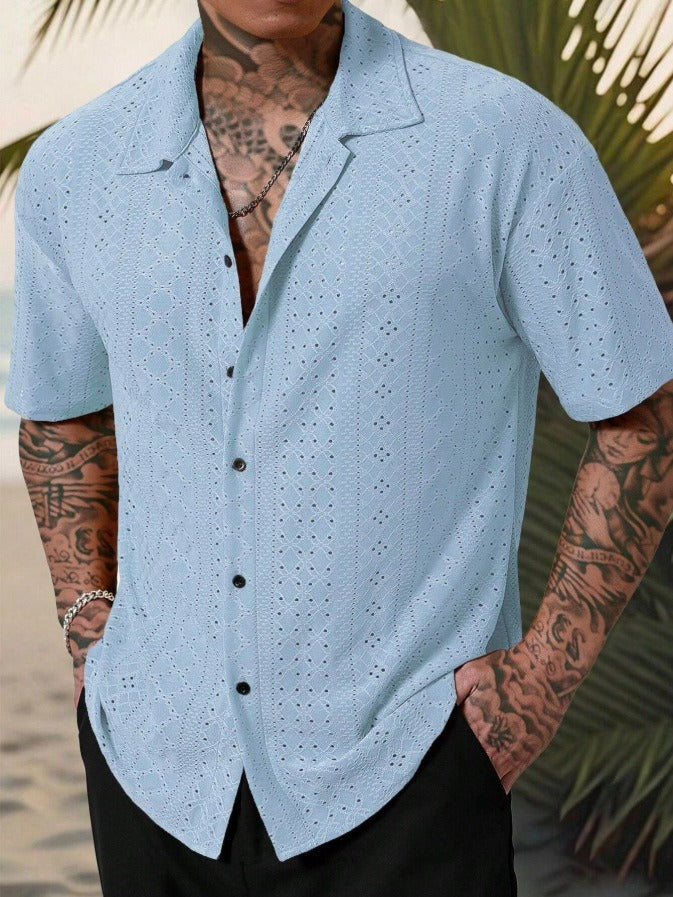 Ethan | Men’s Textured Short Sleeve Button-Up Shirt