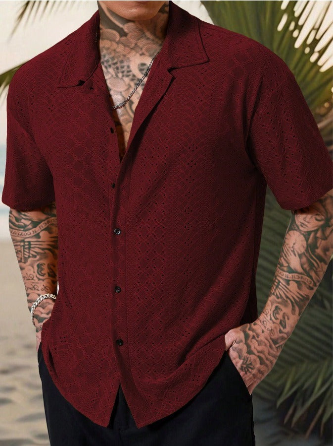 Ethan | Men’s Textured Short Sleeve Button-Up Shirt