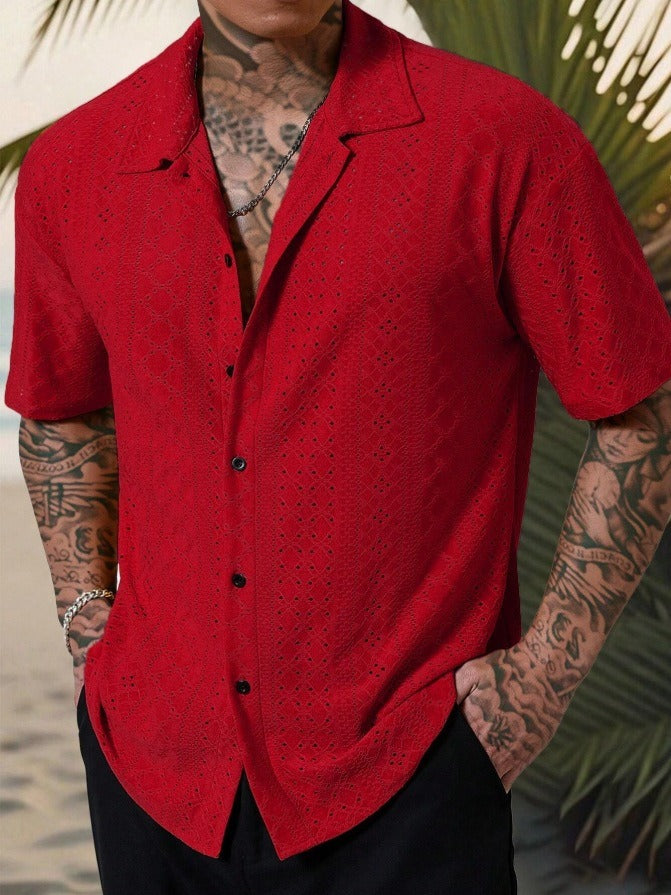 Ethan | Men’s Textured Short Sleeve Button-Up Shirt